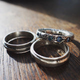 SPIRA THIN rings and custom sapphire STIL ring